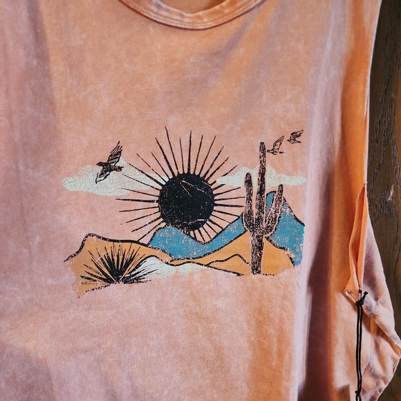 Rock and Roll Denim‎ Women's Desert Cactus Sleeveless Top NWT Small - Picture 1 of 5